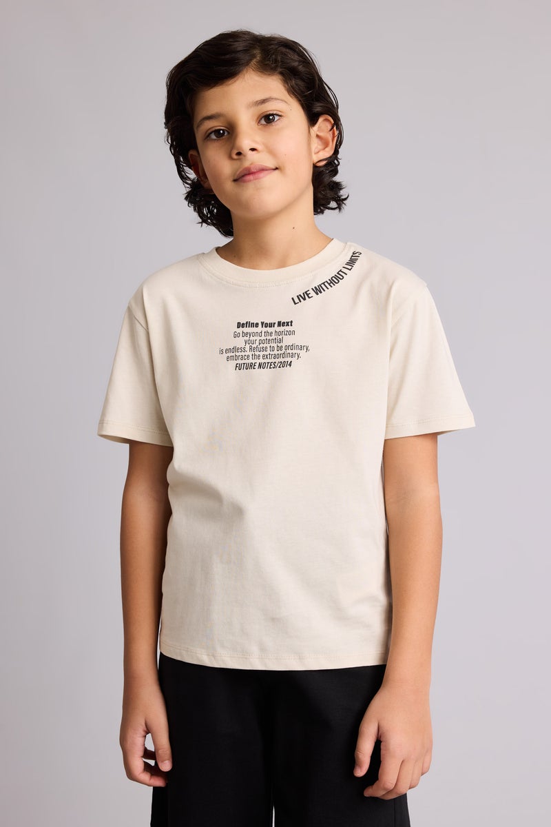 DeFacto Beige Boy New Regular Fit Printed Short Sleeve T-Shirt Casual - Image 3